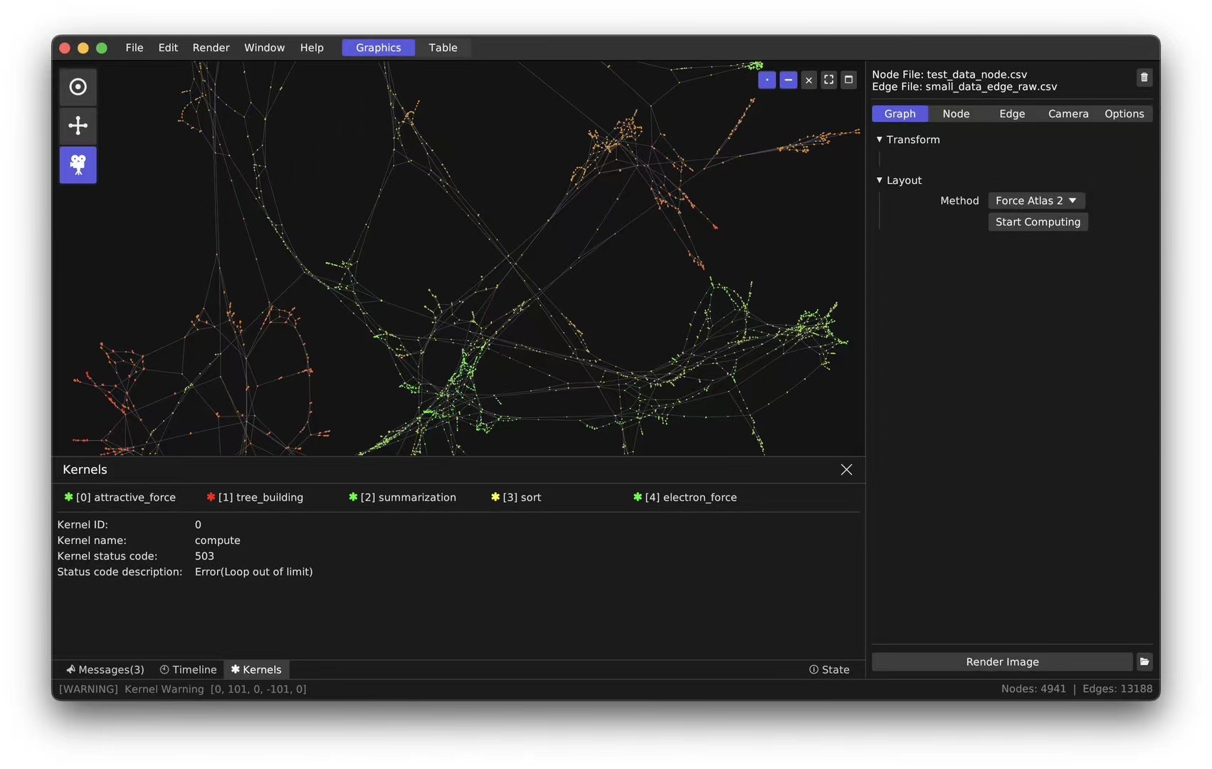 GraphPU kernel status UI